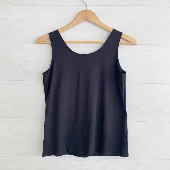 Chico’s - Black sleeveless microfiber cami shell tank top, sz 1 M - Picture 3 of 4